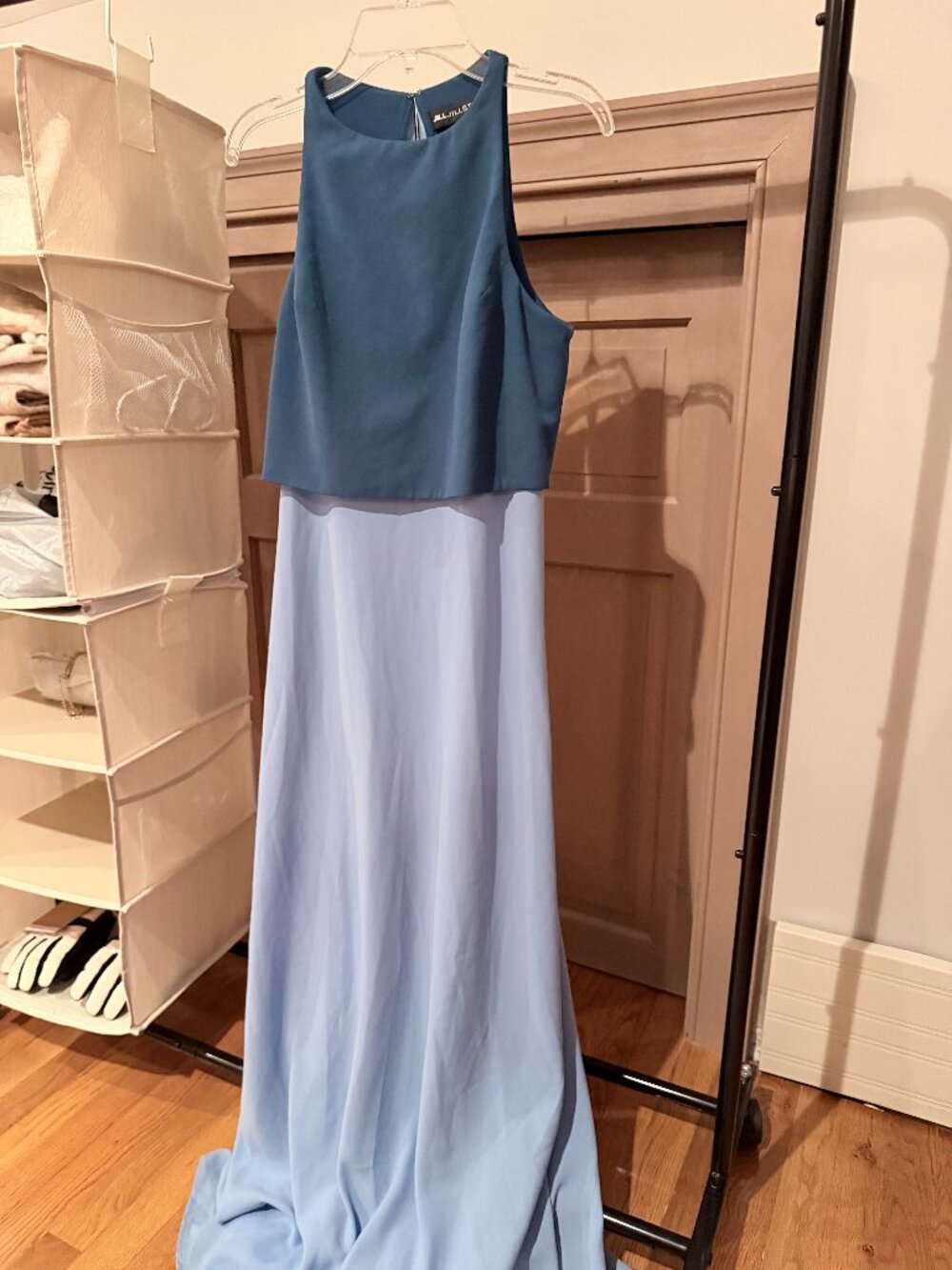 JILL JILL STUART Colorblock Popover Maxi Gown Blue Size 6 Petite